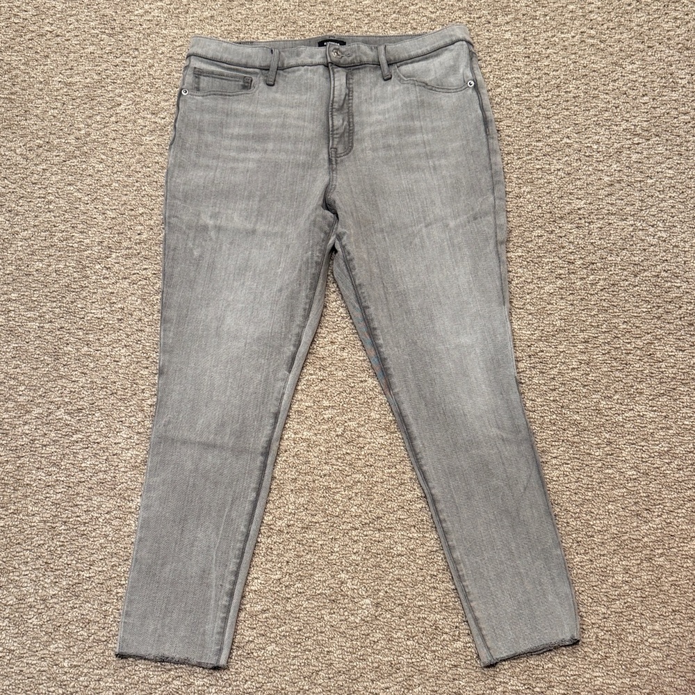 Express Women's Grey Ankle Crop Slim Jeans